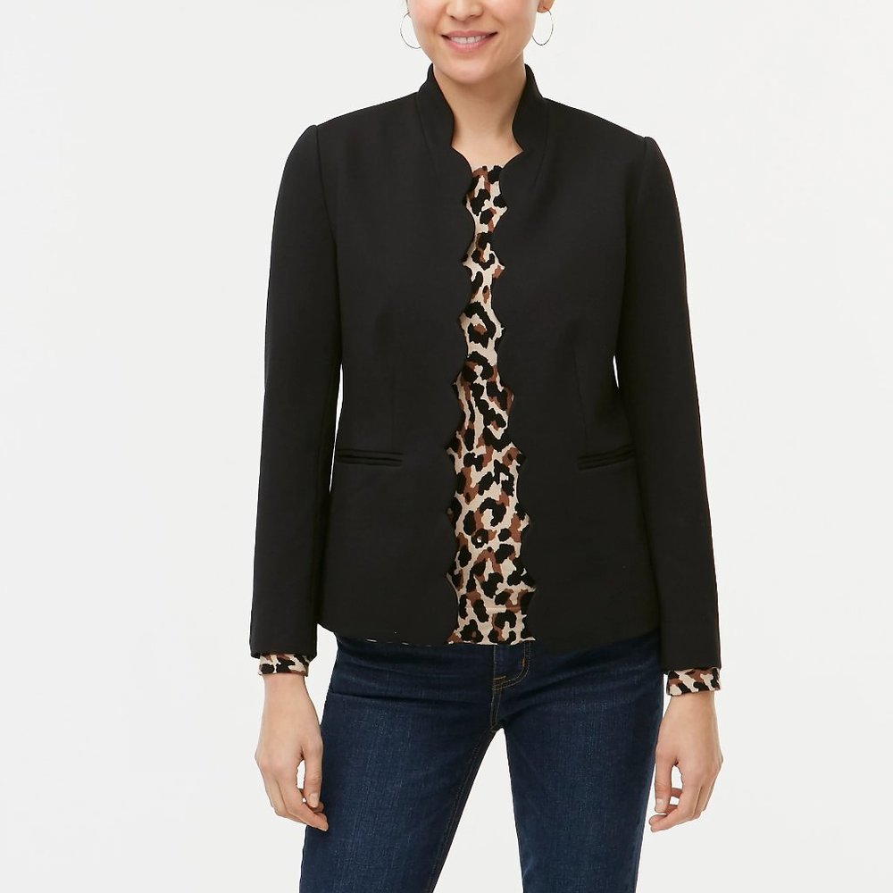 NWT J CREW Ladies Black Blazer Scalloped Edge Plus Size 18
